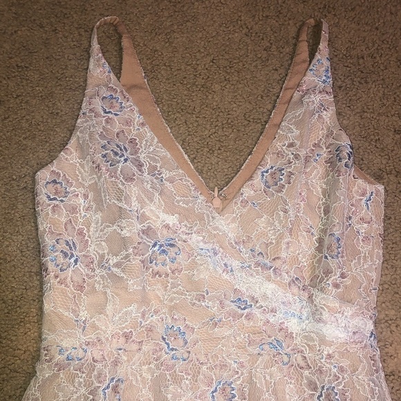 Dress The Population Helen Lace Sleeveless Surplice V-Neck Trumpet Maxi Gown M - Picture 5 of 12